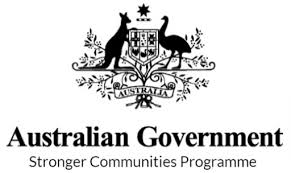 Australian Government Stronger Communities Program logo.